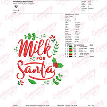 Christmas Milk For Santa Embroidery Design