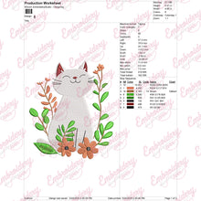 Cat With Flower Digital Embroidery Design