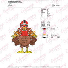 Thanksgiving Football Gobble Turkey Embroidery Design