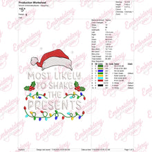 Most Likely To Shake The Presents Christmas Embroidery Design