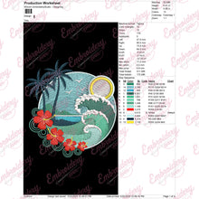 Tropical Island Embroidery Design