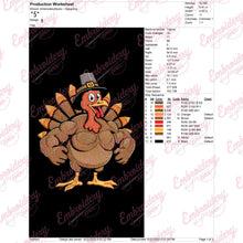 Cute Turkey Embroidery Pattern for Thanksgiving
