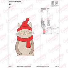Christmas Hat And Scarf Cat Embroidery Design
