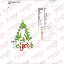 Believe Bigfoot Christmas Embroidery Design
