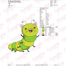 Cat-Erpillar Funny Caterpillar Cat Embroidery Design