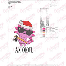 Cool Christmas Axolotl With Axe Embroidery Design