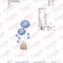 Blue Cornflower Machine Embroidery Design