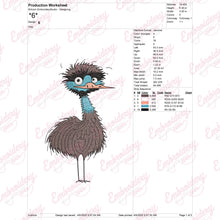 Crazy Ostrich Bird Embroidery Design