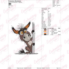 Funny Peeking Donkey Embroidery Design