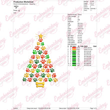 Paw Print Christmas Tree Embroidery Design