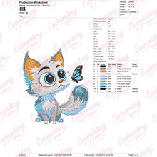 Cute Cat Observing Butterfly Embroidery Design