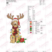 Christmas Goldendoodle With Antlers Embroidery Design
