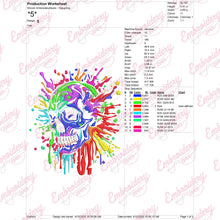 Colorful Skull Face Head Embroidery Design