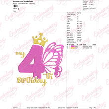 Butterfly My 4th Birthday Machine Embroidery Design
