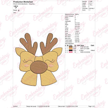 Christmas Reindeer Bow Embroidery Design