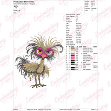 Funny Crazy Ostrich Embroidery Design