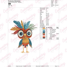 Colorful Cartoon Owl Embroidery Design