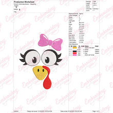 Turkey Face Embroidery Design for Thanksgiving