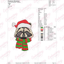 Christmas Raccoon Head Embroidery Design
