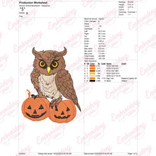 Halloween Owl Pumkin Embroidery Design