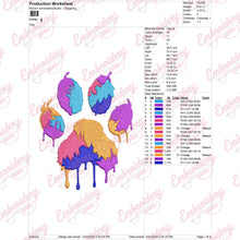 Dog Paw Print Colorful Embroidered Design