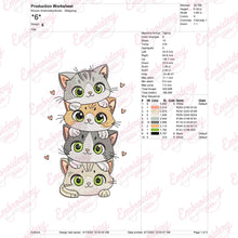 Cute Cartoon Cat Pile Embroidery Design