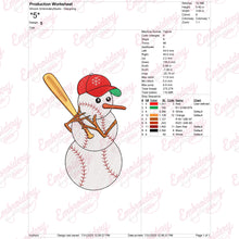Christmas Snowman Baseball Player Embroidery Design