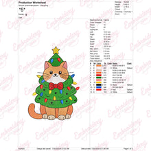 Christmas Cat Tree Embroidery Design