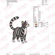 Striped Tabby Cat Embroidery Design