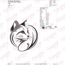 Cat LinArt Embroidery Design