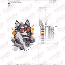 Colorful Husky Dog Embroidery Design
