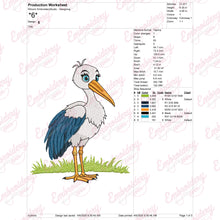 Elegant Stork Bird Embroidery Design Instant Digital Download
