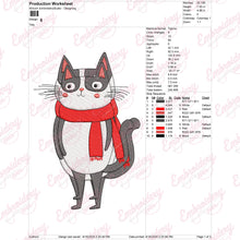 Cat With Christmas Scarf Embroidery File
