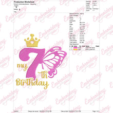 Butterfly My 7th Birthday Machine Embroidery Design