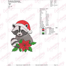 Christmas Raccoon In Santa Hat Embroidery Design