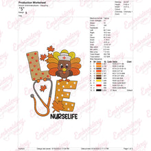 Love Turkey Nurse Life Thanksgiving Embroidery Design