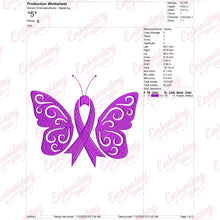 Breast Cancer Awareness Butterfly Ribbon Embroidery Design