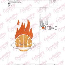Flaming Basketball Patch Embroidery Design