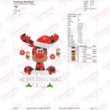 Merry Christmas Y'all Reindeer Free Digital Embroidery Design | Instant & Free Download