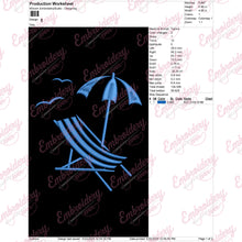 Beach Chair and Parasol Embroidery Design