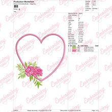 Elegant Heart Flower Embroidery Design