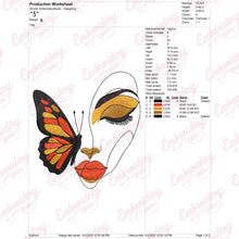 Face And Butterfly Abstract Line Art Embroidery Design