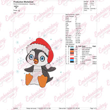 Cartoon Santa Penguin Christmas Embroidery Design