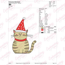 Christmas Cat Wearing Santa Hat Embroidery Design