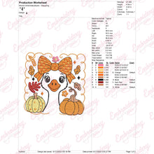 Autumn Goose With Pumpkins Thanksgiving Embroidery Design