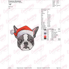 Christmas Boston Terrier Embroidery Design