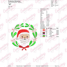 Christmas Wreath Santa Claus Embroidery Design