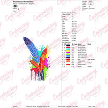 Colorful Three Feathers Embroidery Design