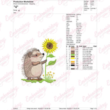 Sweet Garden Hedgehog Sunflower Embroidery Design
