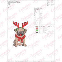 Christmas Pug Parade Embroidery Design